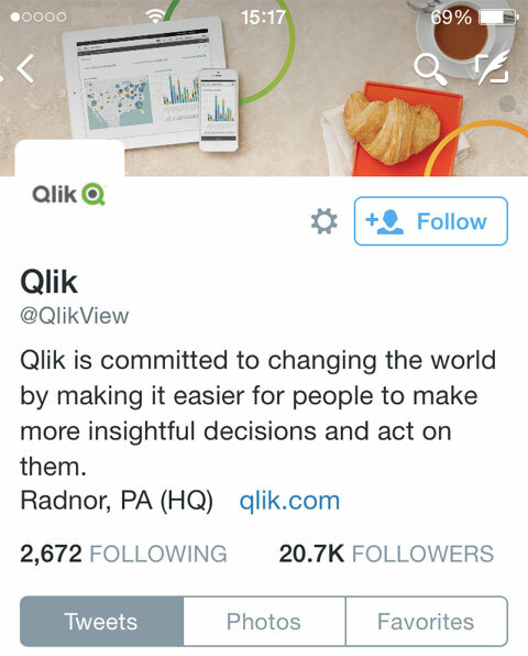 qlik Twitter Header auf dem Handy
