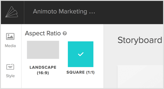 Animoto Video Seitenverhältnis auswählen