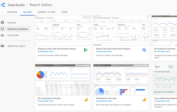 Verwenden Sie Google Data Studio, Schritt 2.