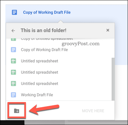 Erstellen eines neuen Ordners zum Verschieben von Dateien in Google Drive