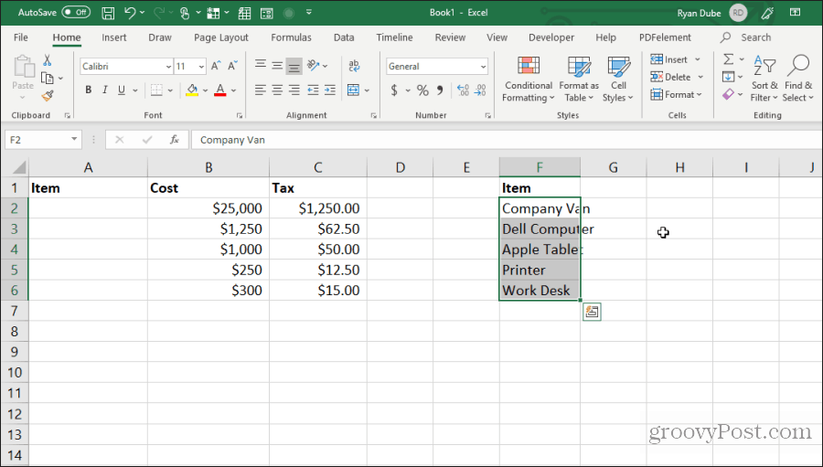 bewegte Zellen in Excel