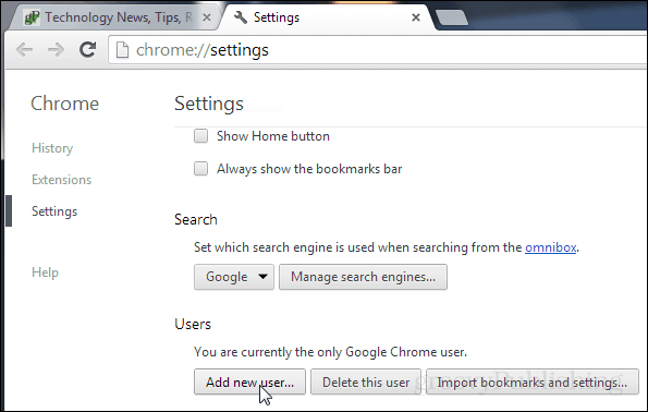 Füge einen neuen Benutzer zu Chrome hinzu