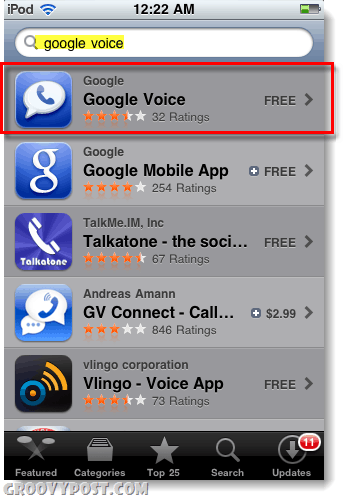 Google Voice im App Store für iPod oder iPad