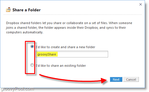Dropbox-Screenshot - Erstellen Sie einen neuen Dropbox-Freigabeordner