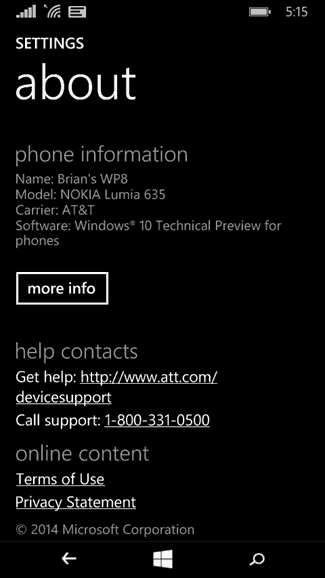Windows 10 Technische Vorschau für Telefone