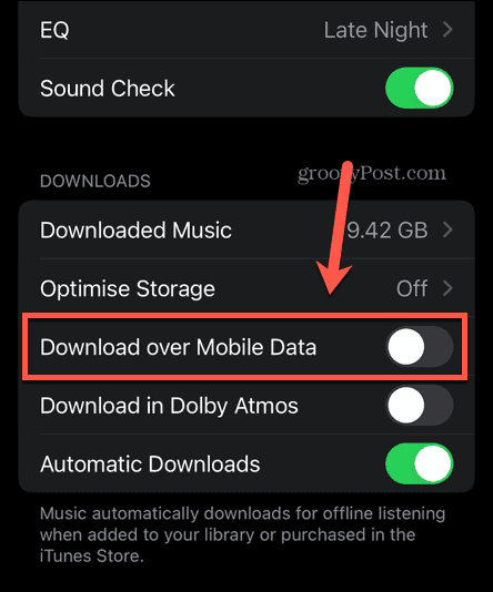 Mobile Daten von Apple Music ausschalten