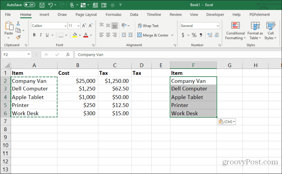 Spaltenbreiten in Excel einfügen