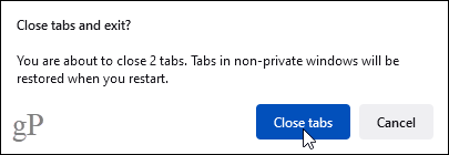 Tabs schließen und Dialog in Firefox verlassen