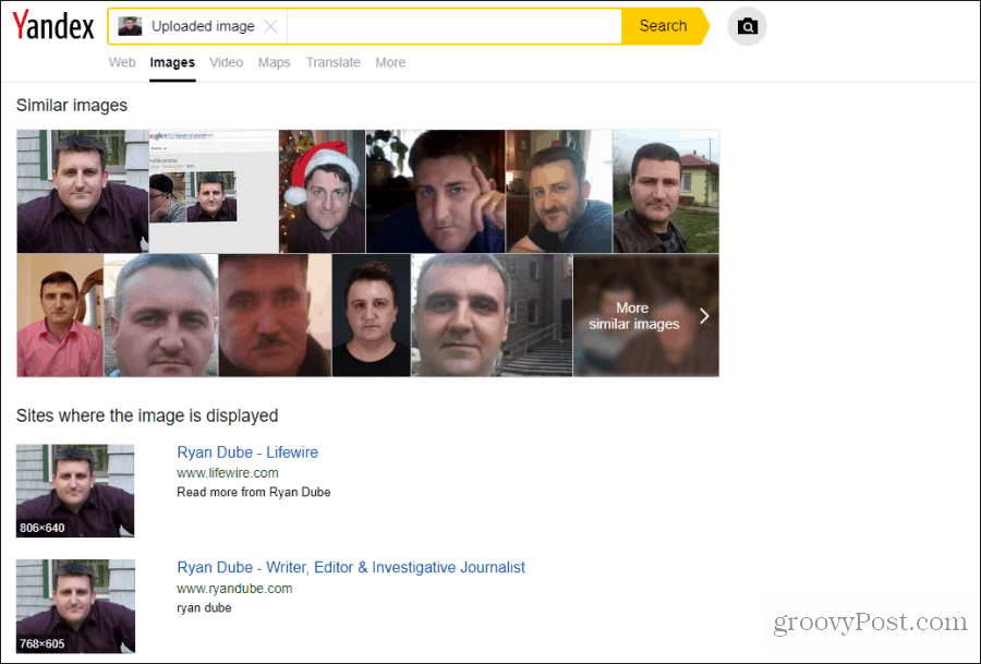 Yandex Gesichtssuche