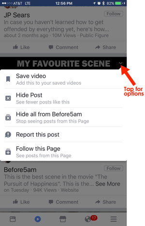 Optionen für die Verwendung von Facebook Mobile Video Tab