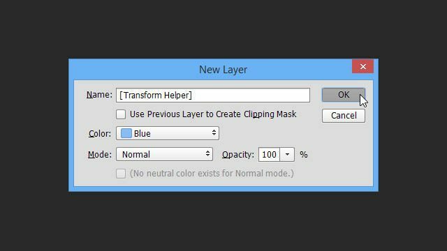 Cheat Photoshop Textebene Transformationen Trick neue Ebene Dialogfeld Name Farbmodus Transformation Hilfsebene Cheat erstellen