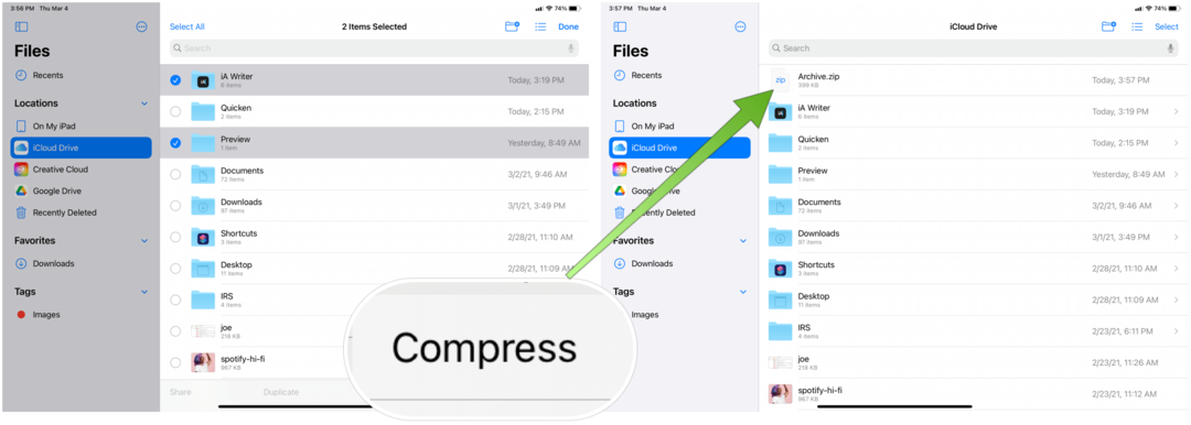 Komprimieren Sie Dateien auf dem iPad