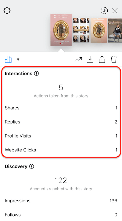 instagram-Storys-Daten, die Aktionen zeigen, die Personen für Ihre Story ausgeführt haben