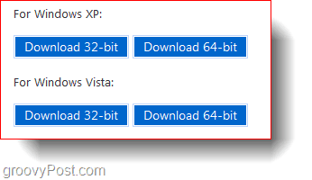 32-Bit- und 64-Bit-Downloads für Windows XP und Windows Vista