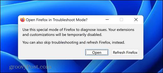 Firefox-Fehlerbehebungsmodus öffnen