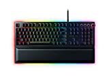 Razer Huntsman Elite Gaming-Tastatur: Schnelle Tastaturschalter – Lineare optische Schalter – Chroma-RGB-Beleuchtung – Magnetische Plüschhandballenauflage – Dedizierte Medientasten und Einstellrad – Klassisches Schwarz