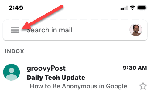 Google Mail-Einstellungsmenü