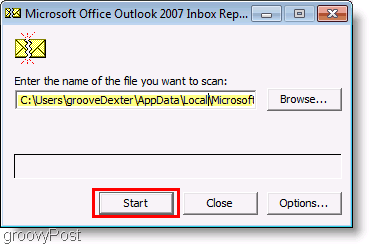 Screenshot - Outlook 2007 ScanPST-Reparaturdatei