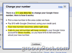 Details zur Änderung der Google Voice-Nummer