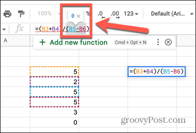 Google Sheets Div 0 Ergebnis