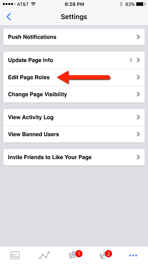 Facebook Pages Manager App Seitenrollen