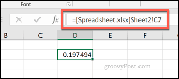 Einzelzellreferenz aus einer externen Excel-Tabellenkalkulationsdatei
