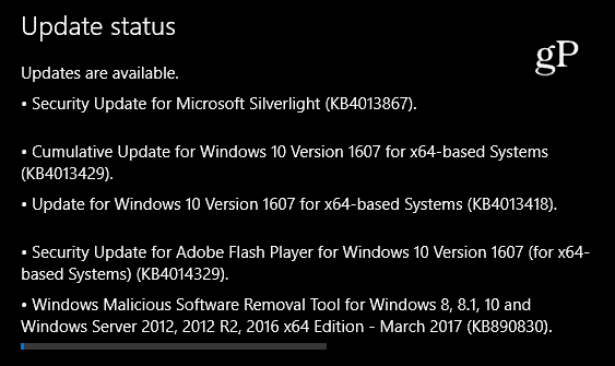 Windows 10 Cumulative Update KB4013429 Jetzt verfügbar