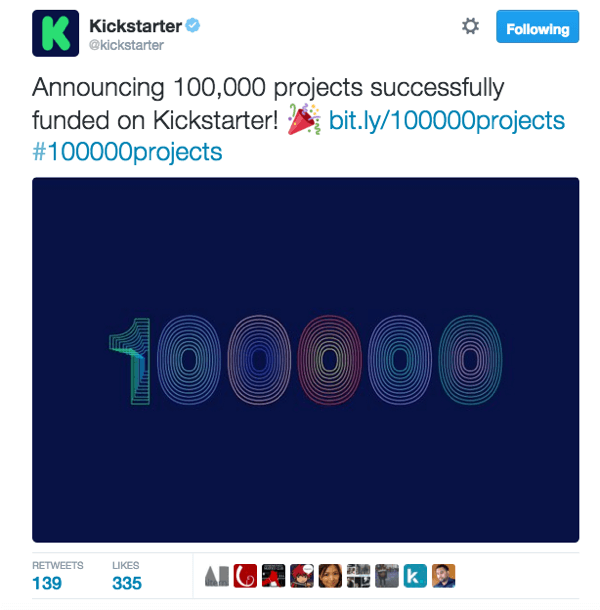 Kickstarter Twitter Beispiel