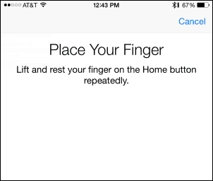 Platzieren Sie Ihren Finger - Fügen Sie der Touch ID einen Fingerabdruck hinzu