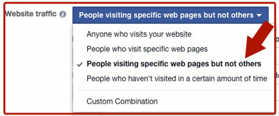 Optionen für das Targeting des Facebook-Anzeigen-Website-Traffics