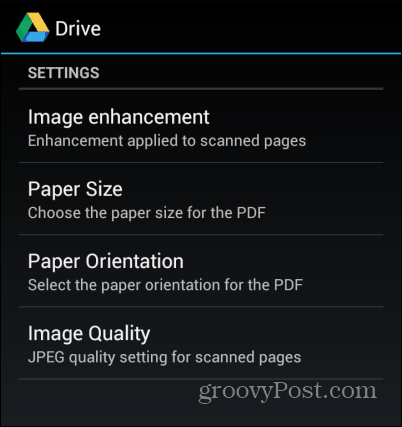 Google Drive Scan-Einstellungen