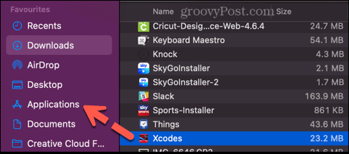 Ziehen Sie Xcodes in den Anwendungsordner