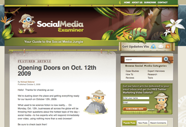 SocialMediaExaminer.com im Oktober 2012.