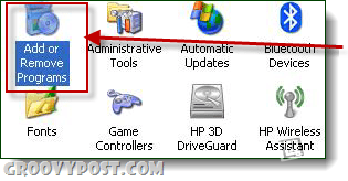 Hinzufügen oder Entfernen von Programmen Windows XP