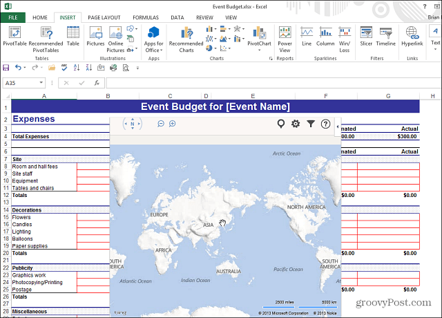 Bing Maps Excel 2013 App