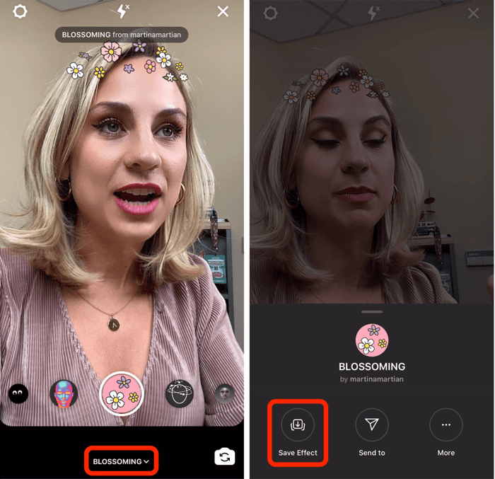 Speichern Sie Instagram Stories-Effekte