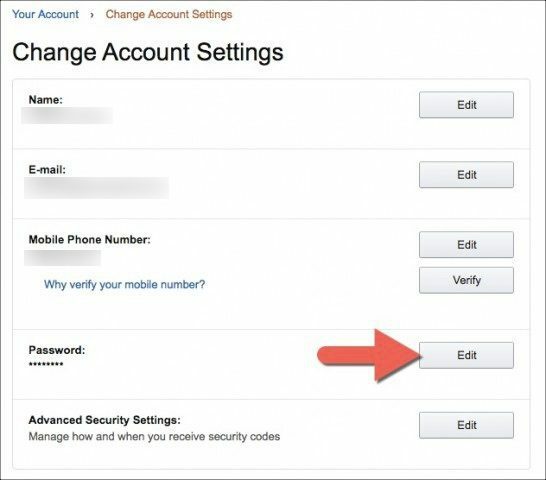 wie man amazon Passwort ändert