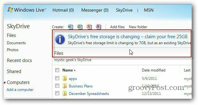 Holen Sie sich Ihre 25 GB SkyDrive