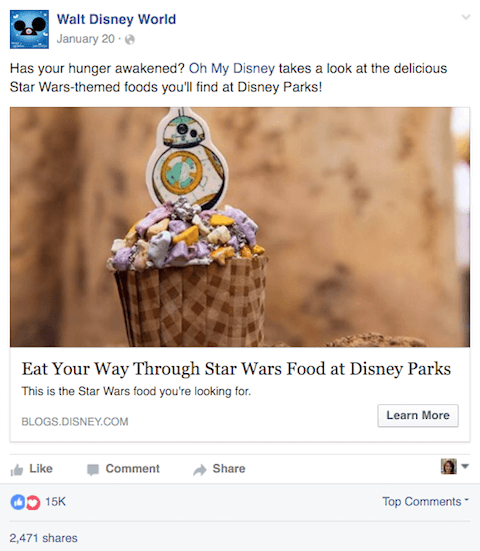Walt Disney World Facebook-Post