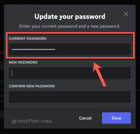 Discord aktuelles Passwort