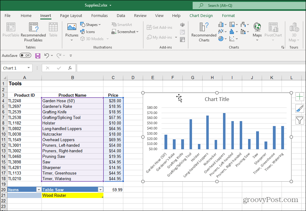 Balkendiagramm in Excel erstellt