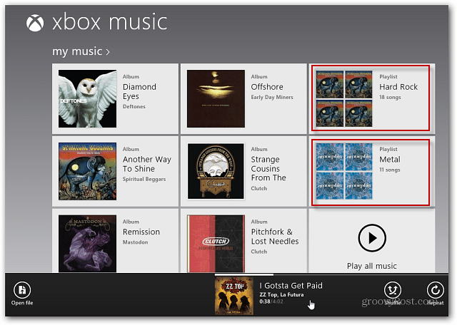 Auf Xbox Music angezeigte Wiedergabeliste