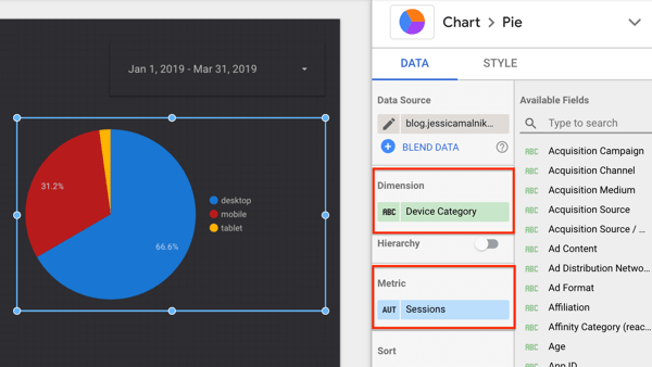 Verwenden Sie Google Data Studio, Schritt 21.