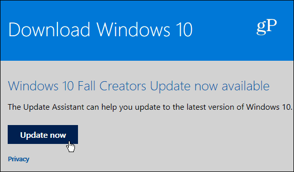 3 Update Assistant Seite Windows 10