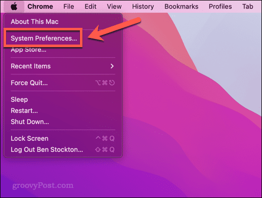 Öffnen Sie das Systemeinstellungsmenü auf dem Mac