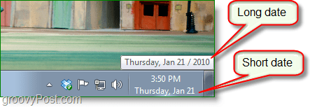 Windows 7 Screenshot - langes Datum vs. kurzes Date