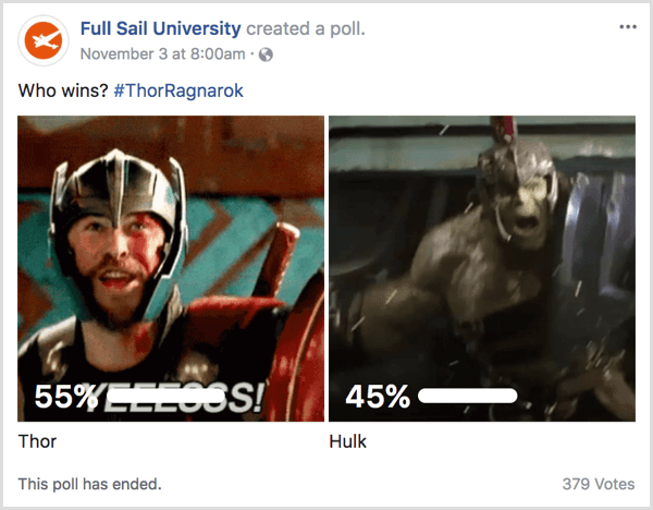 Facebook GIF Umfrage Popkultur Beispiel