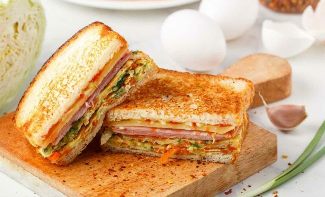 Wie man ein Ei-Sandwich macht Hier ist ein Ei-Sandwich-Rezept mit vielen Zutaten