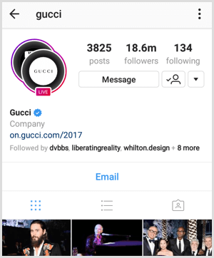 Instagram Live Broadcast Anzeige im Profil