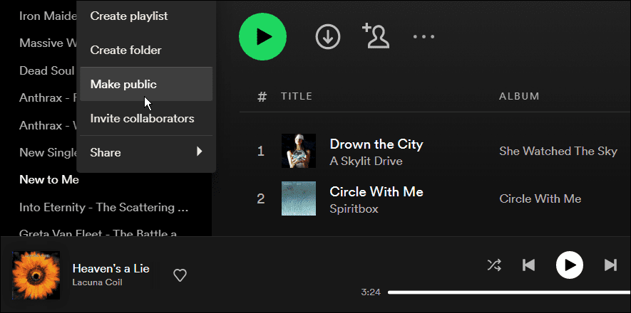 Machen Sie eine Playlist auf Spotify privat
